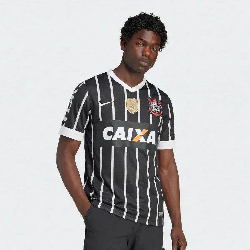 Jersey Retrô Corinthians Away 2013 Preta/Branca Men's