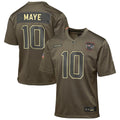New England Patriots Drake Maye Olive 2025 Salute to Service Game Jersey