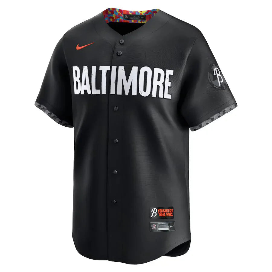 Jersey MLB Baltimore Orioles Black City Connect Adley Rutschman 35 Torcedor Masculina Preta