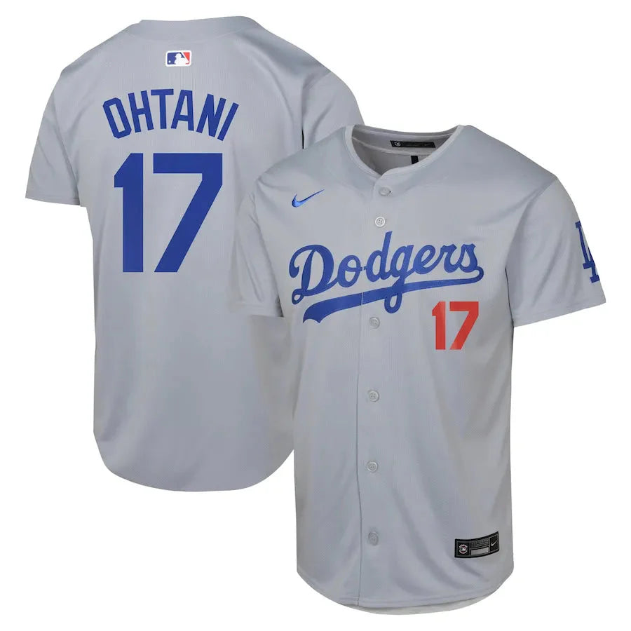 Jersey MLB Los Angeles Dodgers Away Torcedor Masculina Cinza Shohei Ohtani 17