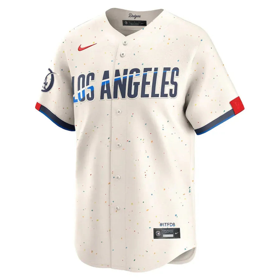 Jersey MLB Los Angeles Dodgers City Connect Torcedor Masculina Bege
