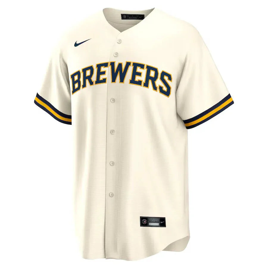 Jersey MLB Milwaukee Brewers Home Torcedor Masculina Bege Christian Yelich 22