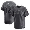 Jersey MLB New York Mets Graphite Torcedor Masculina Francisco Lindor 12 Grafite