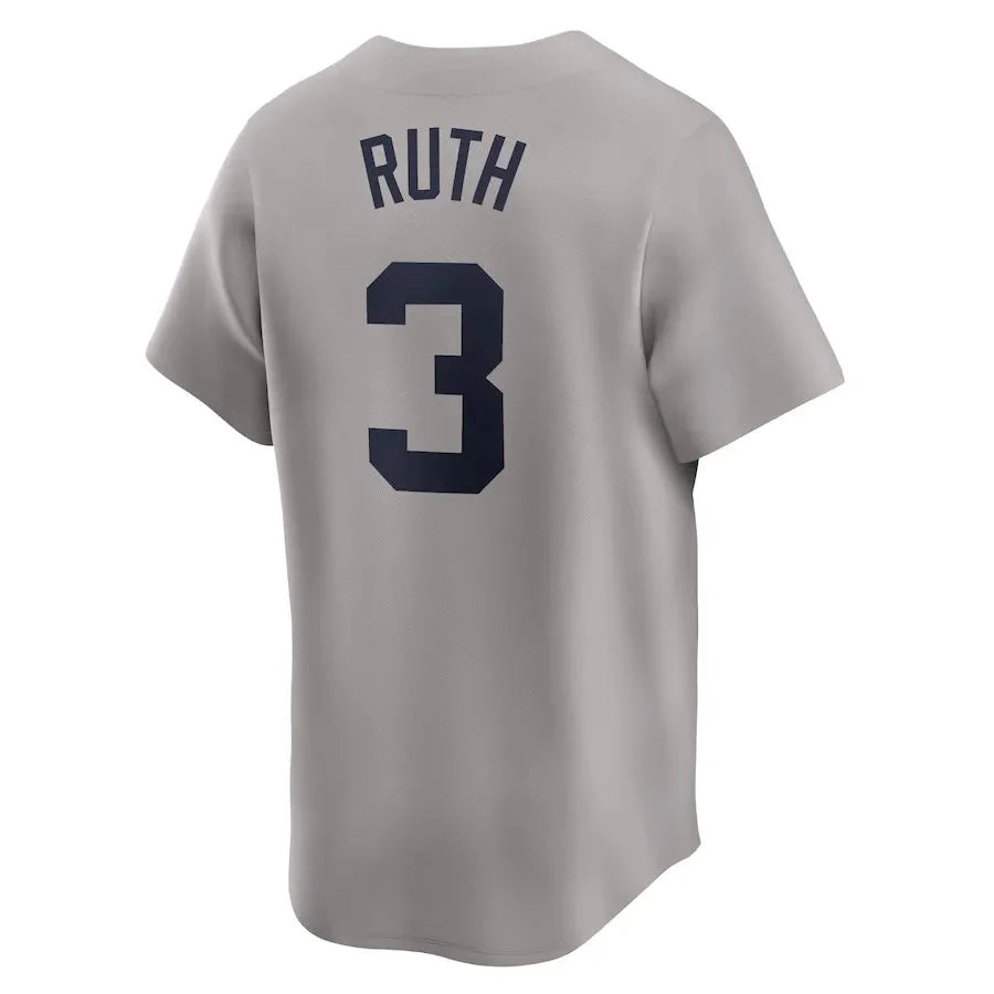Jersey MLB New York Yankees Away Throwback Cooperstown Collection Limited Torcedor Masculina Cinza Babe Ruth 3