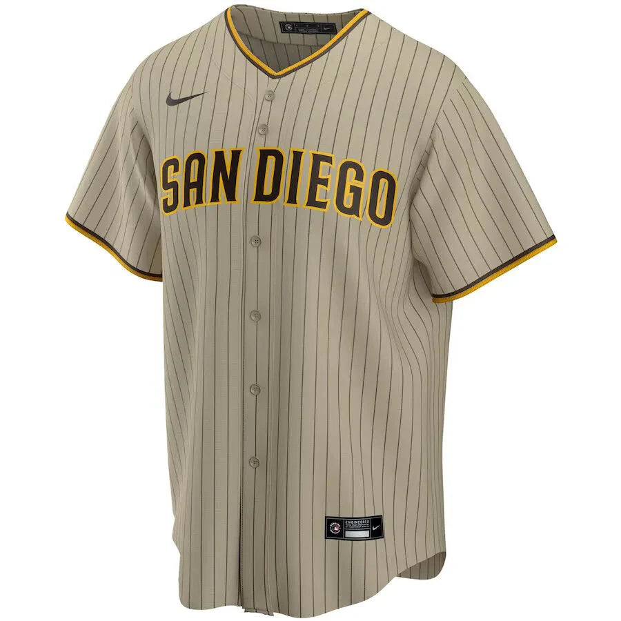 Jersey MLB San Diego Padres Raod Torcedor Masculina Listrada Marrom