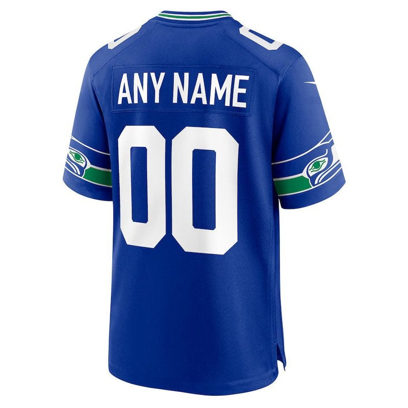 Seattle Seahawks - Royal Throwback Custom Jersey